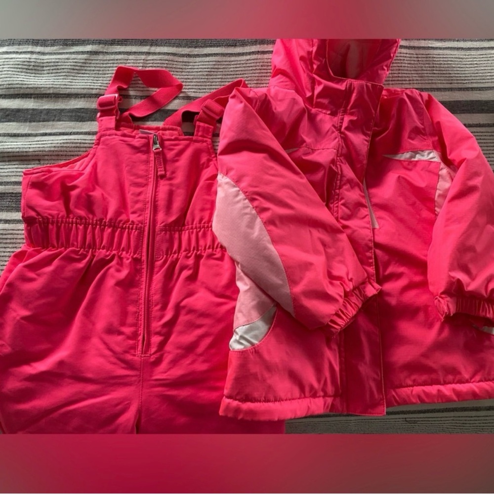 Kids Pink Jacket & Snow Bib Set